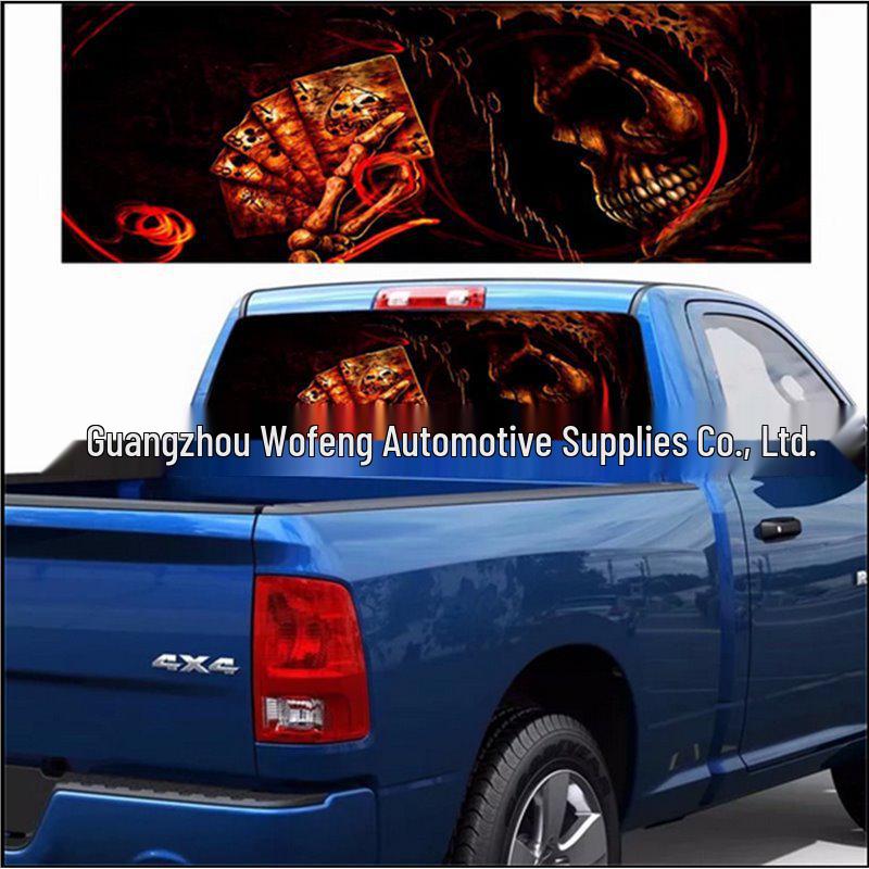 A107 Grim Reaper Skull Rear Window Decal for Trucks, SUVs, and Cars Model 3: 135*36CM