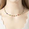 Colorful Glass Necklace Women Metal Collarbone Chain Party Jewelry Fashion Body Jewelry Metal Texture for Any Occasion