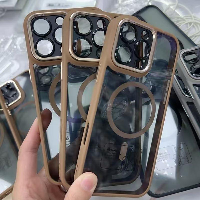 Applicable To Apple 16promax Mobile Phone Case New High-end Iphone15 Magnetic Metal Lens 13 Protection Case