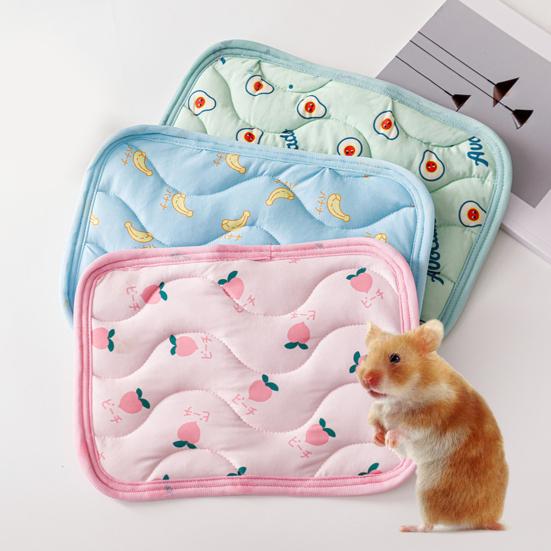 Hamster Pad Non-slip Bottom Cool Feeling Cartoon Pattern Cooling Ice Cloth Hamster Sleeping Cushion House Pet Supplies