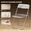 Foldable Chairs, Folding Chairs with Transparent Seat and Backrest, Heavy Duty Steel Frame, 47W x 48D x 75H cm, Clear