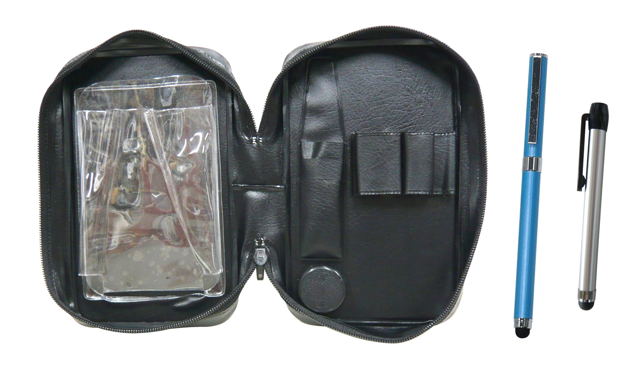 

Zippered Case with Metal Touch Silver Stick and Smartphone Touch Metal Cap Ballpoint Pen Extra Set (Blue) EXPVC-ALST-QSJW700-L