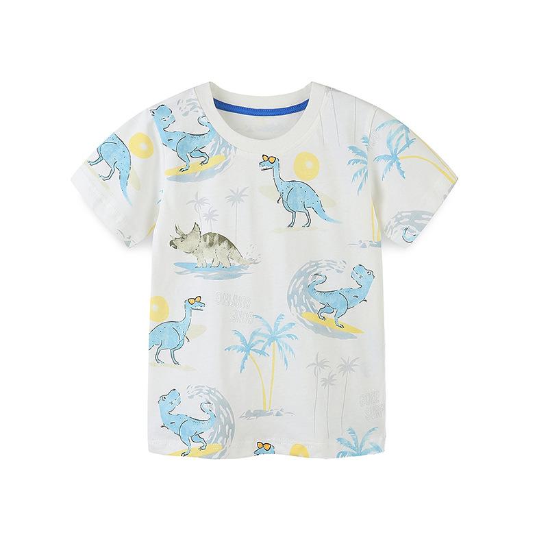 

Summer boys short sleeve T-shirt boys cartoon animal print casual top baby cotton base shirt 7Y(125cm）
