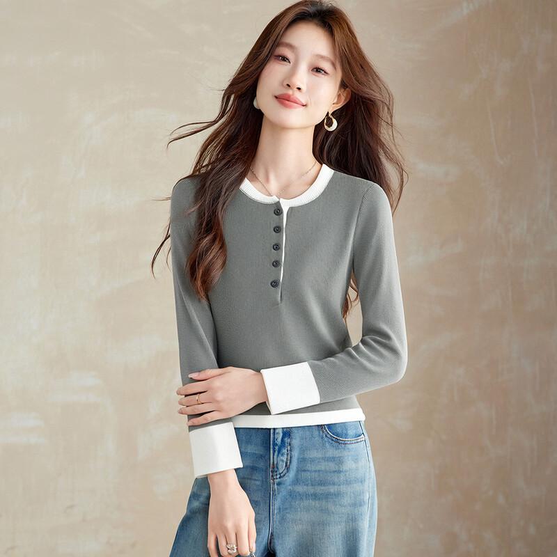 Srcr Women's Cropped Color-Block Wool Sweater