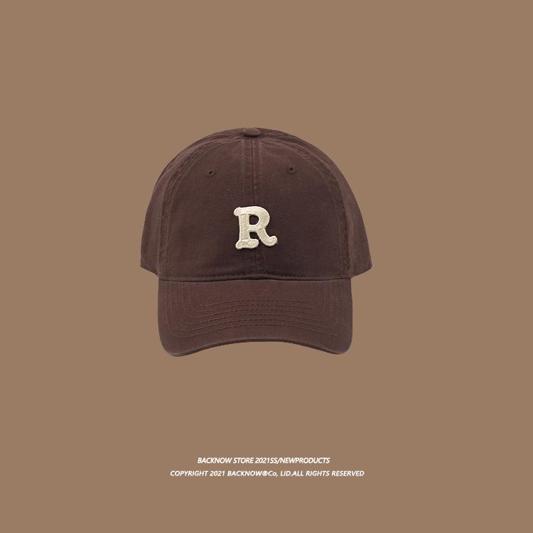 Vintage "R" Letter Embroidery Baseball Cap, Adjustable Cotton Dad Hat for Men & Women
