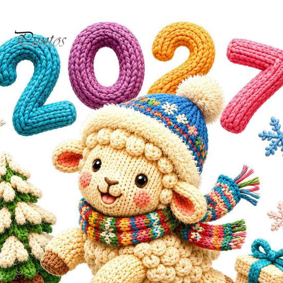 Seasonal Store Decorations Chinese New Year Window Stickers, 2027 Goat Static Clings, Reusable Home Holiday Decor Crochet Knit Lamb Decals,