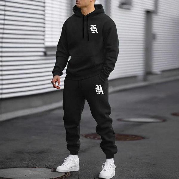 Men's Fleece Hooded Pullover & Sweatshirt Set - Autumn/Winter Casual Sportswear