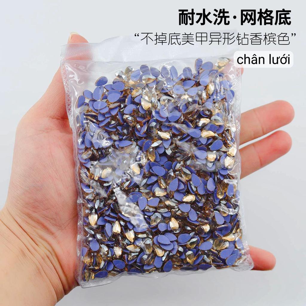 Mesh Bottom Nail Art Diamond, Champagne Special-Shaped Diamond, Small Size, No Bottom Nail Drill, Washable Flat Bottom Special-Shaped Whole Batch