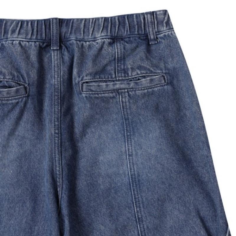 Customellow Blue Double Knee Denim Shorts Cwpam25372bux