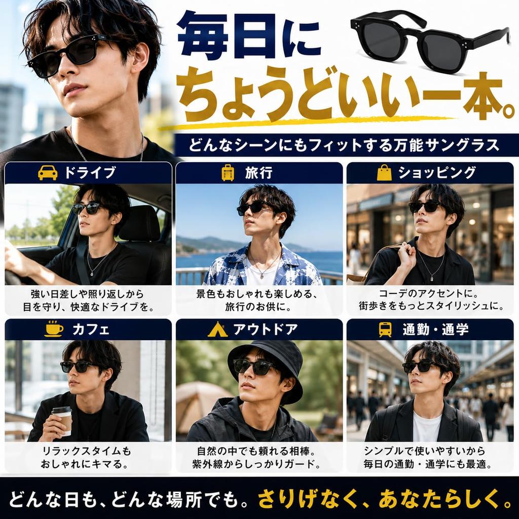 [EPTIS] Sunglasses, Korean Style, Black Rim, Thick Cellulose Frame, UV Protection, Non-Prescription, Unisex, Black