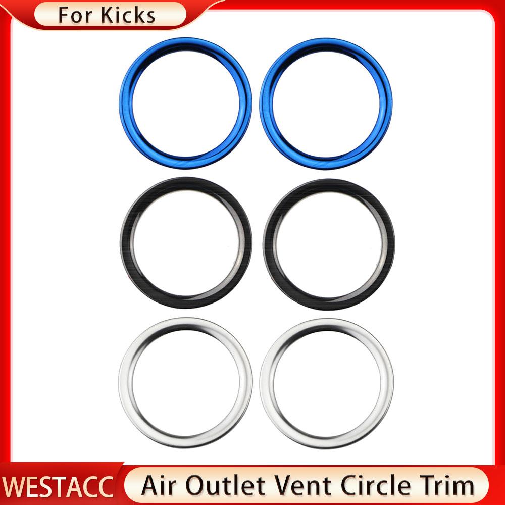 2Pcs Stainless Steel Car Front Side Air Conditioning Vent Outlet Cover Trim Sticker for Nissan Kicks 2017 - 