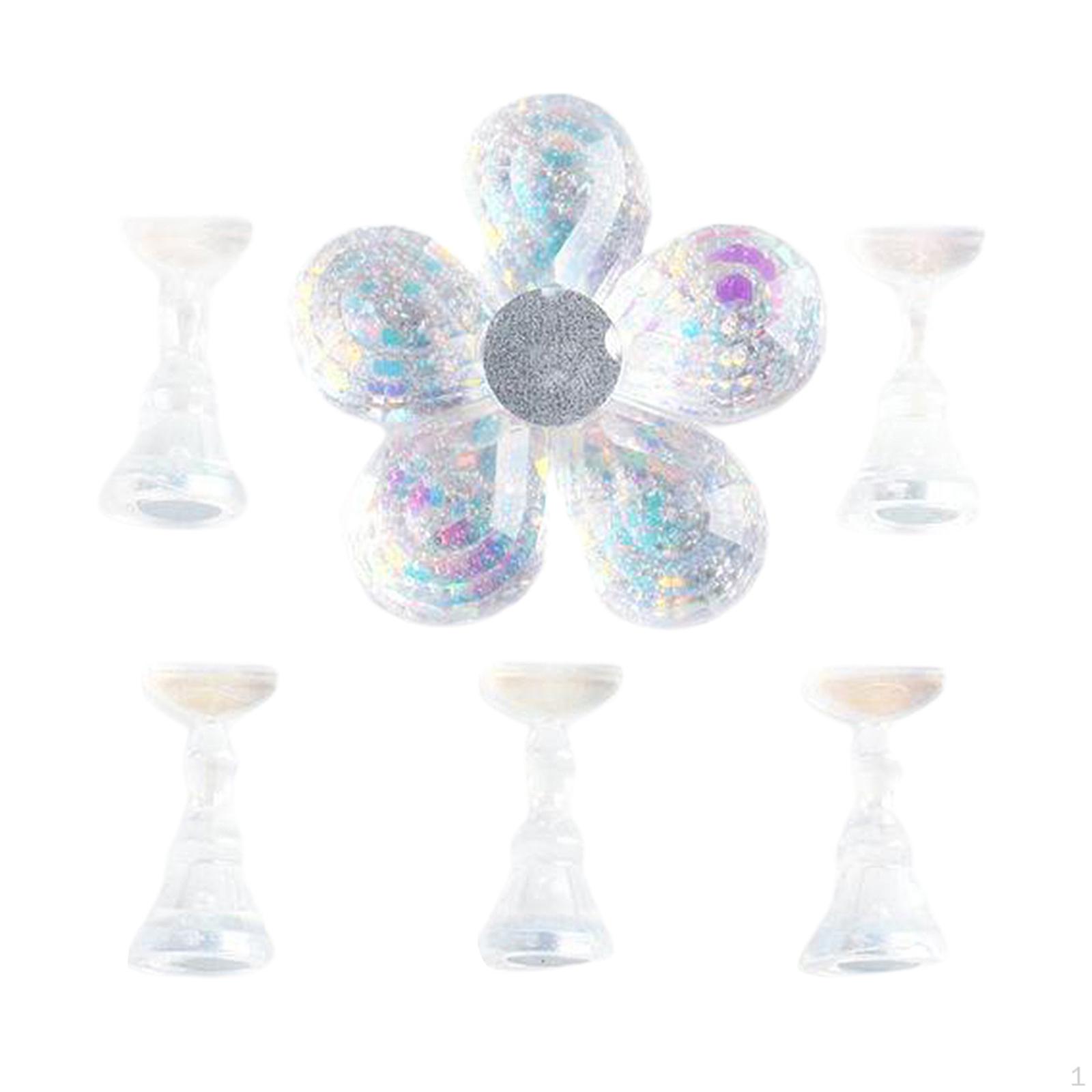 

Holder Acrylic 5 Tips Practice Display Stand Manicure Tools Portable Size белый