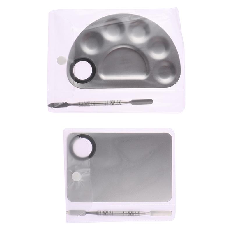 Mezclador de Maquillaje de Acero Inoxidable Placa Mezcladora para Uñas Paleta Mezcladora de Base y Sombras de Ojos con Varilla Espátula Herramientas de Belleza