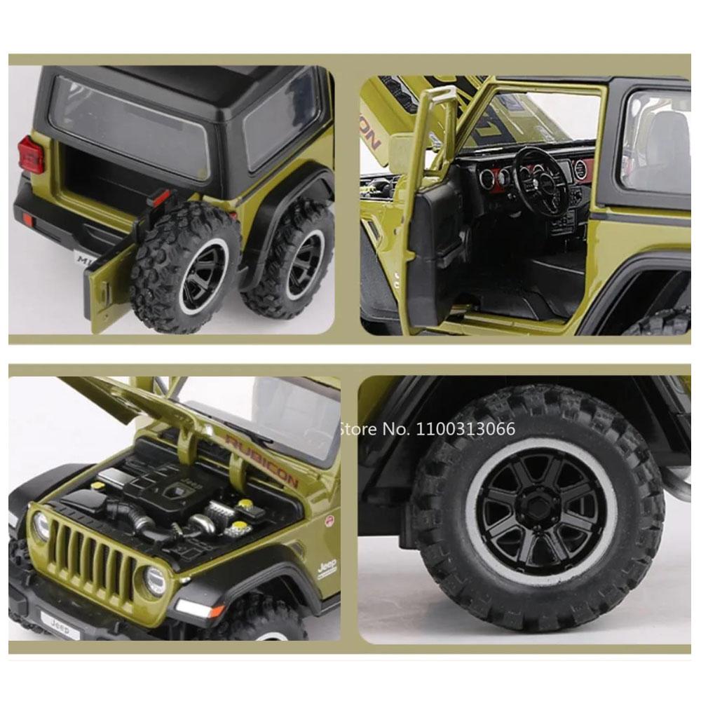 1/32 Wrangler Alloy Diecast Car Models Toy 1941 Rubicon Metal Off-Road Vehicles with Sound Light Car Toys for Children Boys