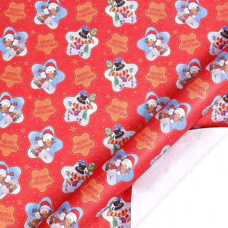 1Sheet Christmas Wrapping Paper Vintage Truck Snowman Santa Bells Pattern Xmas Gift Wrapping Paper New Year Party Gift Pack