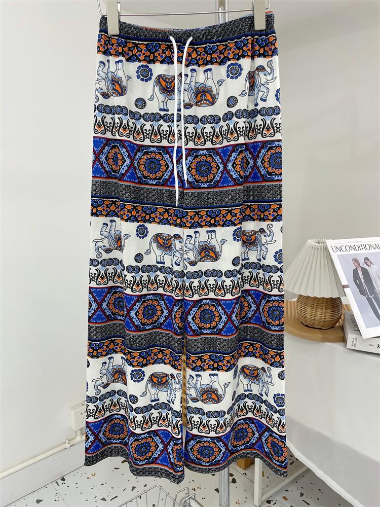 

Широкие брюки с высокой талией и драпировкой на весну/лето — длина до пола, повседневные, свободный крой, новая тайская женская мода One Size - Suitable for 90-140 lbs