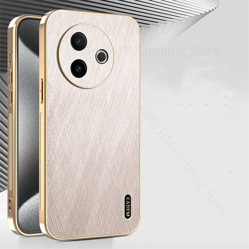 

6D Покрытие Золото Текстура Шелка Кожаный Чехол для Телефона Для vivo Y300i Y300 Pro Plus Y200 Y78 Y100 Plus Быстрая Зарядка Гальваническое Покрытие For vivo Y200 GT золотой