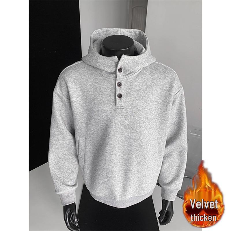Men's Plus Size 8XL Hooded Button-Up Sweatshirt, 2025 Autumn Collection, Casual Couplet Jacket, Fits Up To 300 Jin