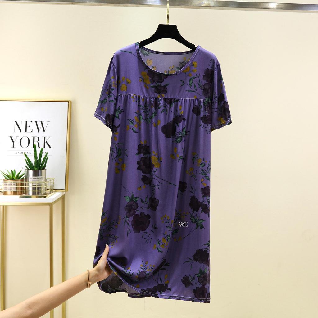 2025 Letní Květinové Řasené Nadměrné Velikosti Volné Dámské Ležérní Šaty s Krátkým Rukávem