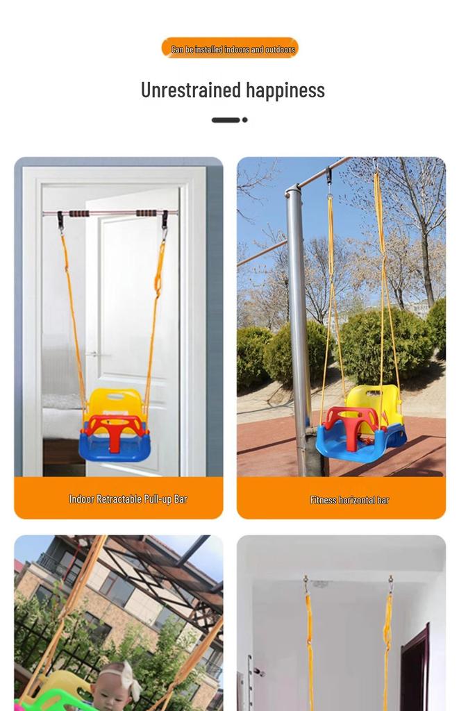 Children's Outdoor/Indoor Hanging Swing Chair with Rope and Single Bar