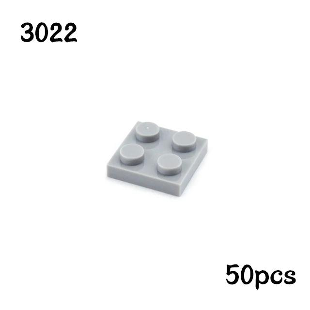 50PCS MOC Assemble Particles 3022 Thin Plate 2x2 Dots Building Blocks 2*2 Figures Bricks DIY Educational Creative Toy for Kids