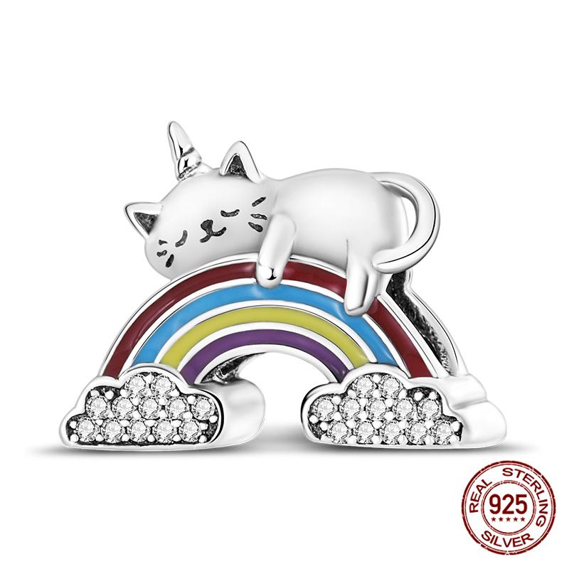 Fit Charms Fororiginal Bracelets And 3Mm Bracelets Cat Pendant Under The Mooncopper Jewelry Making For Women Gift