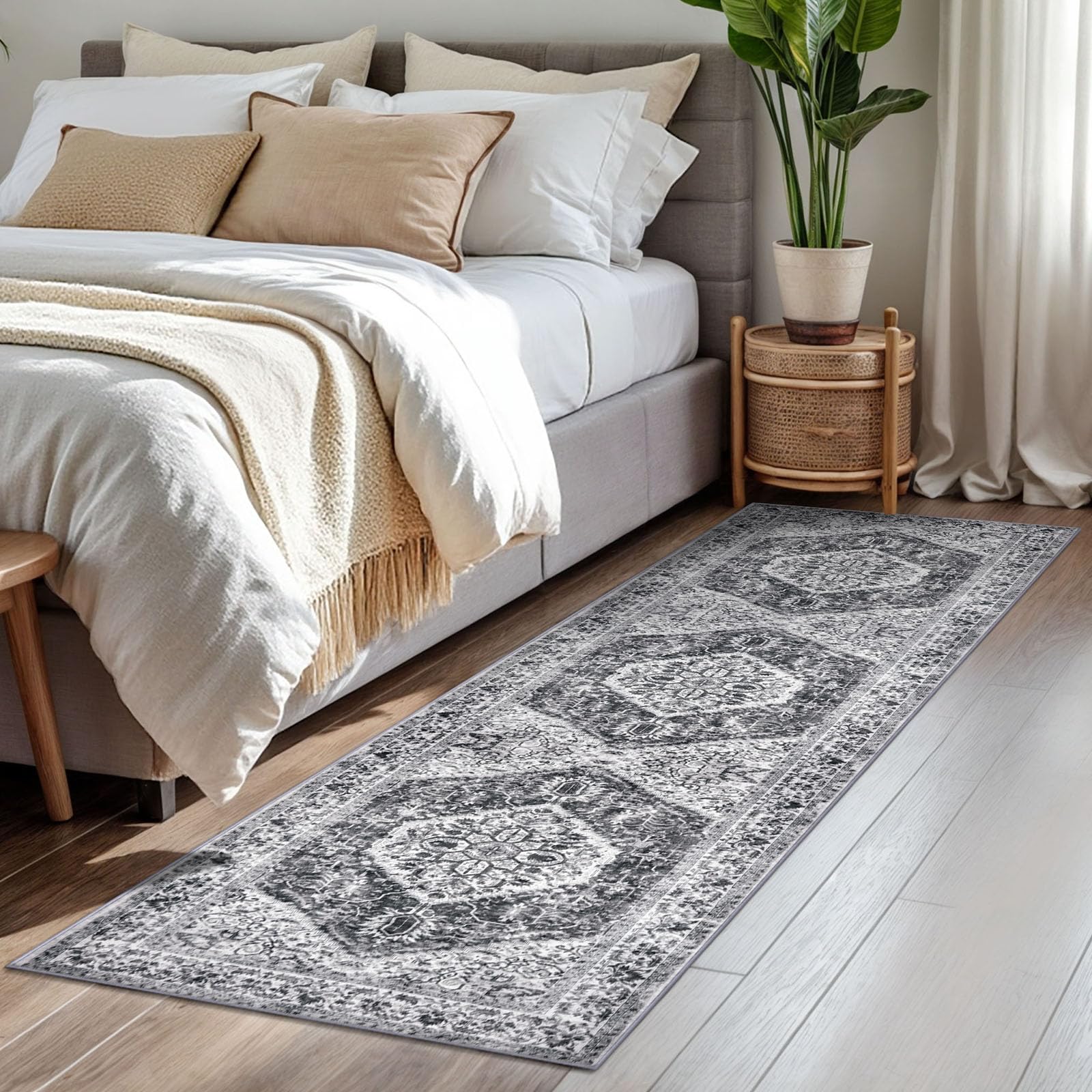 

VIKAMA Bohemian Cashmere Wash Back Carpet Moisture-Proof Machine Washable Kitchen Bathroom Floor Mat Porch Mat Home Decor 40x60cm 16x24inch