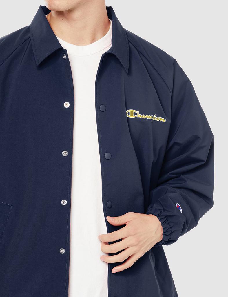 Jacke Oberbekleidung USA Langarm Raglanärmel Edelstahlkragen Große Silhouette Übergroßes Schriftlogo Coach Jacke Action Style Marineblau M [Champion]