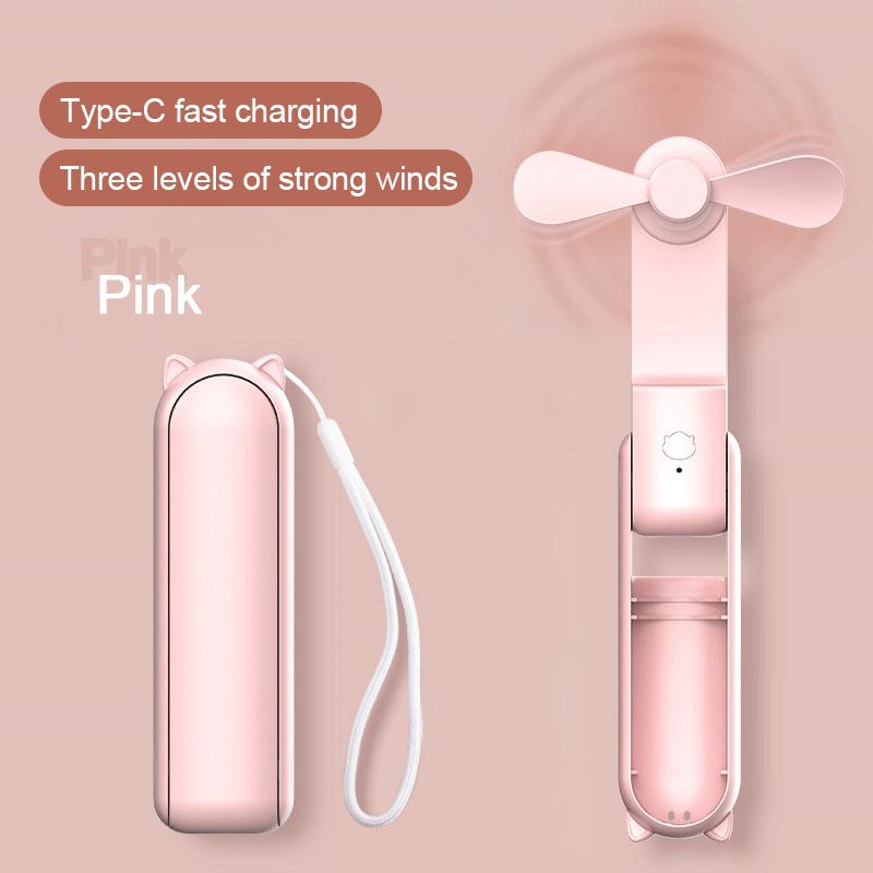 

Складной Маленький Вентилятор Портативный и мощный Ручной Портативный Мини-Вентилятор Перезаряжаемый Ручной Вентилятор с USB-зарядкой розовый