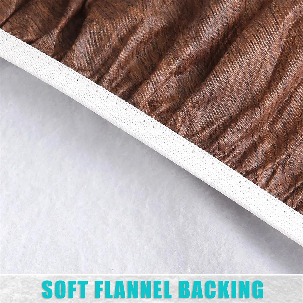 Olanly Elastic Round Table Cloth Fitted Flannel Backed Vinyl Tablecloth Waterproof Wipeable Dining Table Covers For Camping
