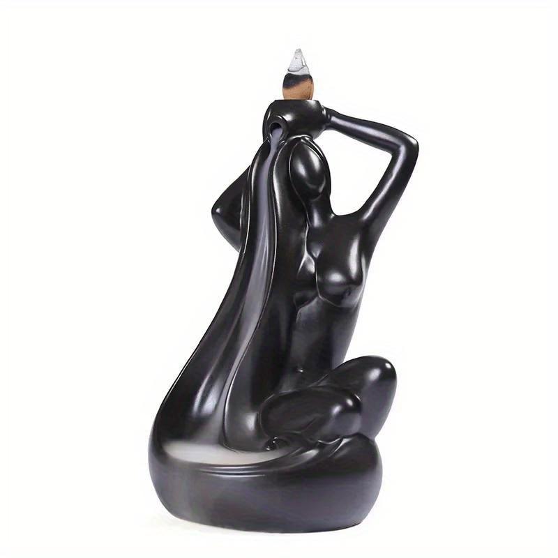 1pc,Elegant Ceramic Backflow Incense Burner for Home and Office Decoration with Beautiful Female Figure Design (Without Incense)