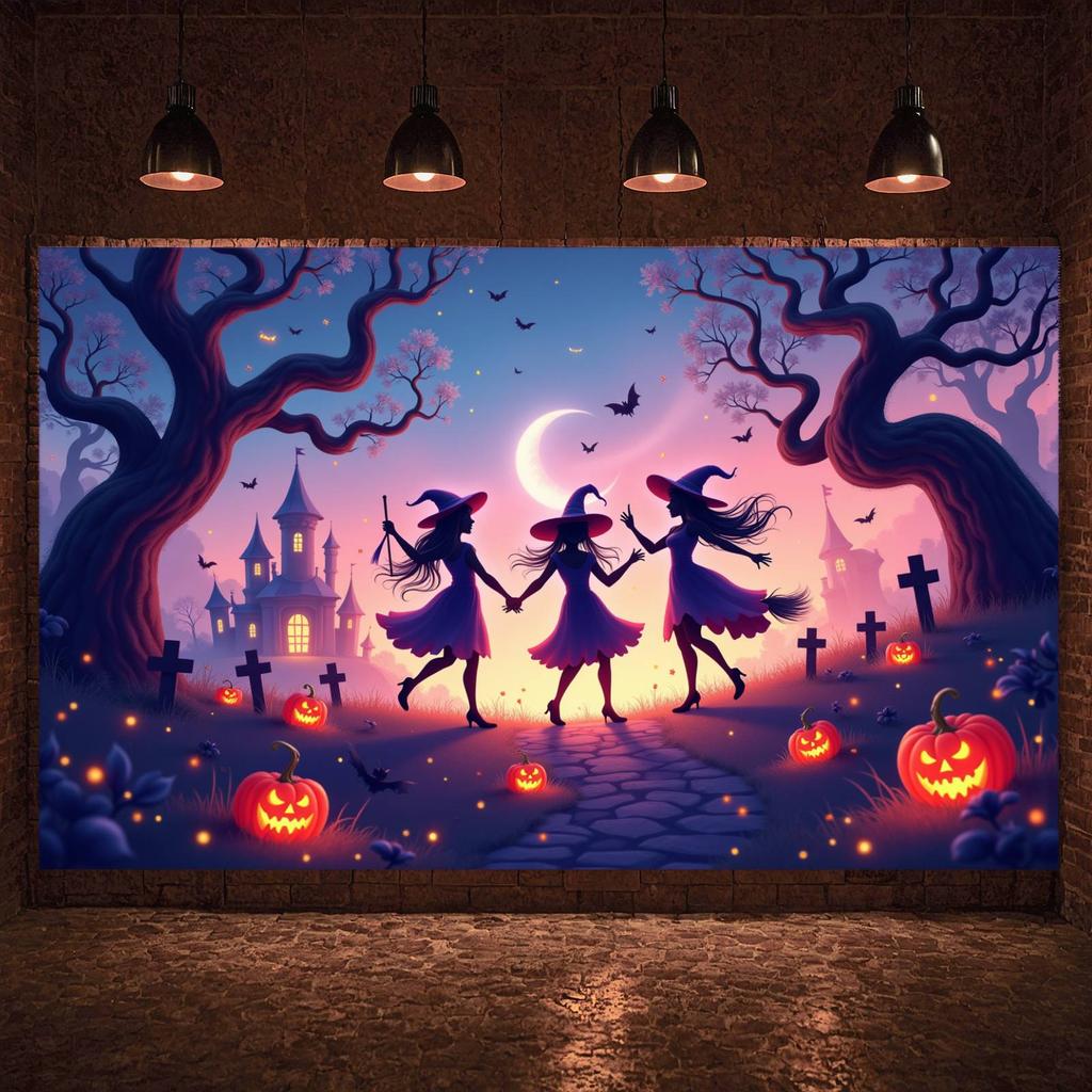 Event Banner Design Spooky Decoration Night Backdrop Halloween Banner For Themed Party Party Celebration Holiday