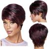 Synthetic Natural Straight Hair Wig Short Pixie Cut Wig with Bangs Mix Red Wigs for White Women Heat Resistant