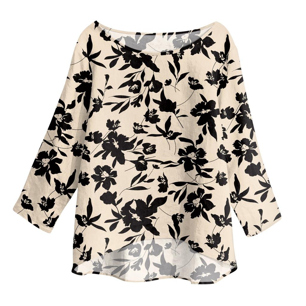 Women's O-Neck 3/4 Sleeve Printed Top T-shirt