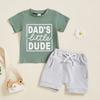 Boys Summer Shorts Sets Short Sleeve O Neck Letter Print Tops and Solid Color Shorts Sets