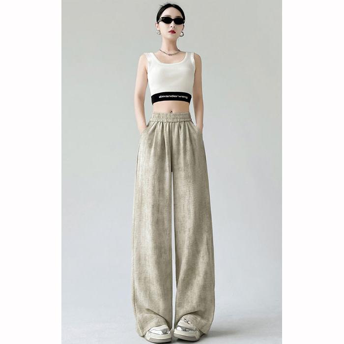 Women Casual Designer Loose Wide Leg Pants Girls Tie Dye Stacked Straight Leg Slacks Pink Black Apricot Baggy Pants