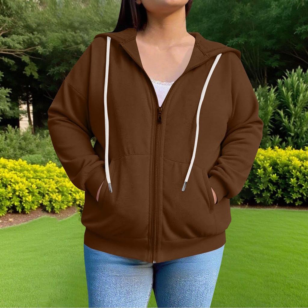 Women's Plus Size Fashion Casual Long Sleeve Solid Color Hooded Sweatshirt Tops
