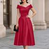 Elegante Dames Off Shoulder Casual Mouwloze Lange Jurk