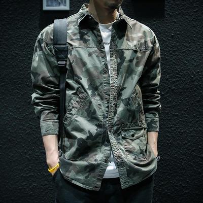 Herren Trend Camouflage Langarm Arbeitshemd – Frühling/Herbst Locker Geschnittene Jacke