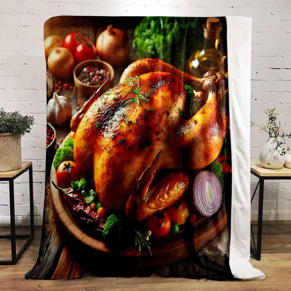 Roast Chicken Feast print blanket soft and cozy perfect for the living room bed sofa or a nap,gift