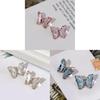 None Crystal Butterfly Earrings With Diamond Embellishments For Women