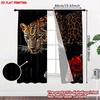 2pcs Leopard with Red Roses Curtains Digital Printing   Wild Animal Floral Pattern On Black Background for Bold Living Room Decor