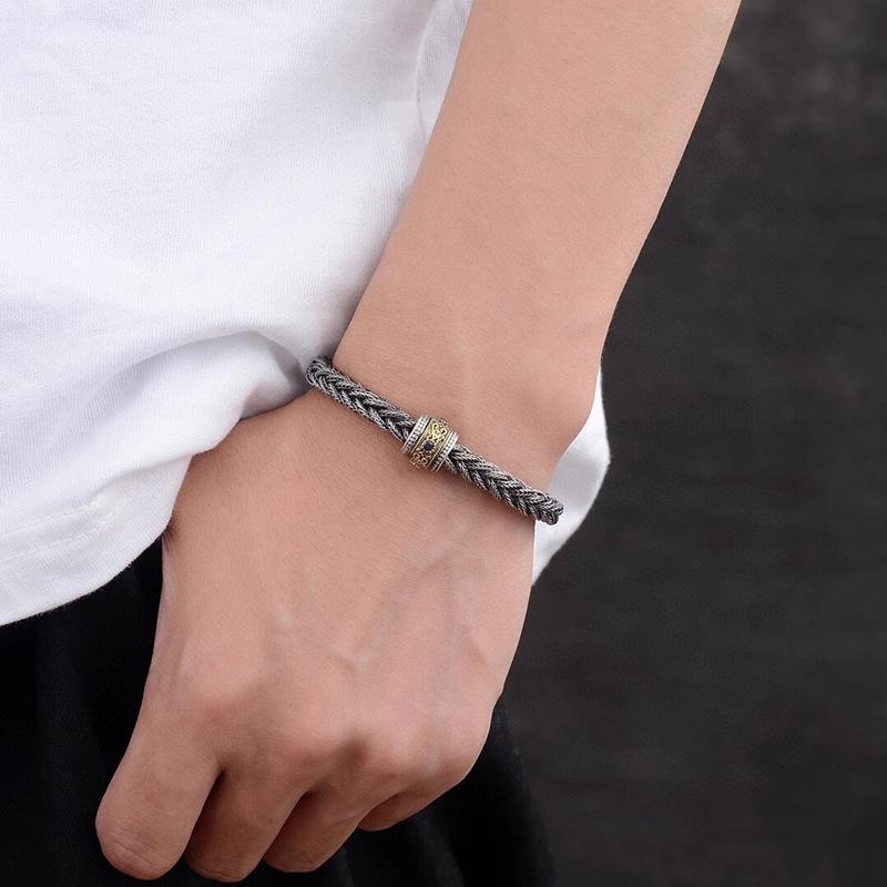 2026 Woven Foxtail Square Bracelet Width 6m Bead Men and Women Senior Couple