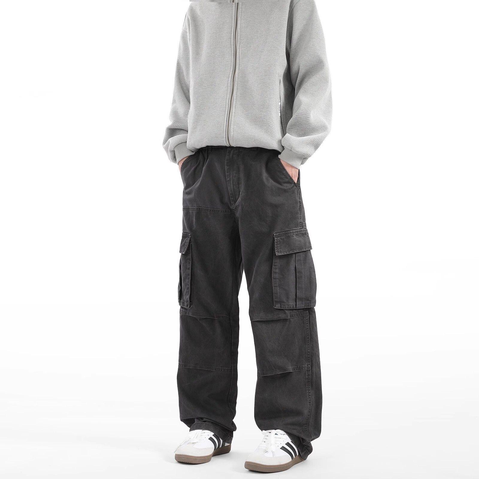 

Unisex Multi-pocket Cargo Pants: Autumn High Street Straight-Leg 3XL сірий колір