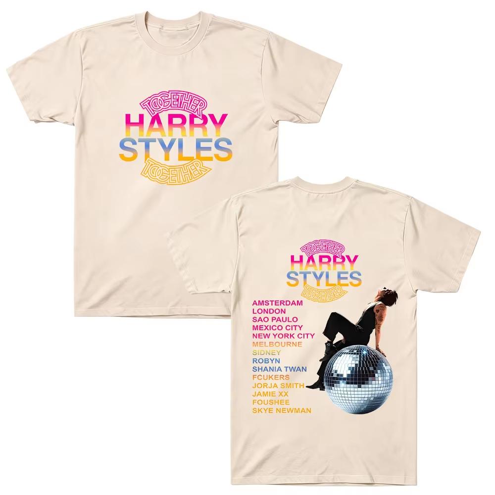 Together Together Tour 2026 Harrystyless T-Shirt Harry Kiss All The Time Disco Hochwertiges Baumwoll-T-Shirt Herren Damen Aufdruck Rundhals Freizeit-T-Shirt