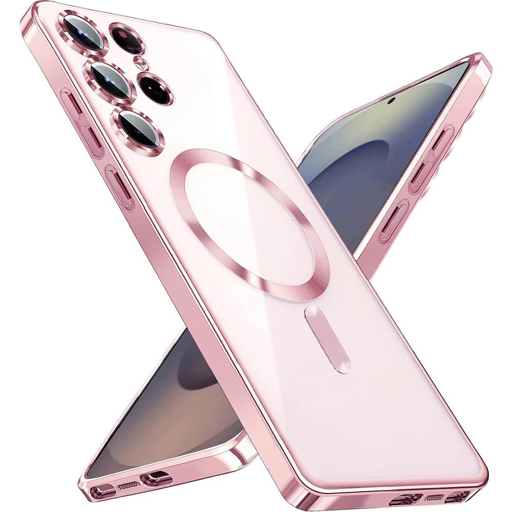 Luxury Glitter Plating Silicone Case For Samsung Galaxy S25 Edge S24 S23 S21 Fe S22 Ultra Plus Magnetic Magsafe Soft Clear Cover