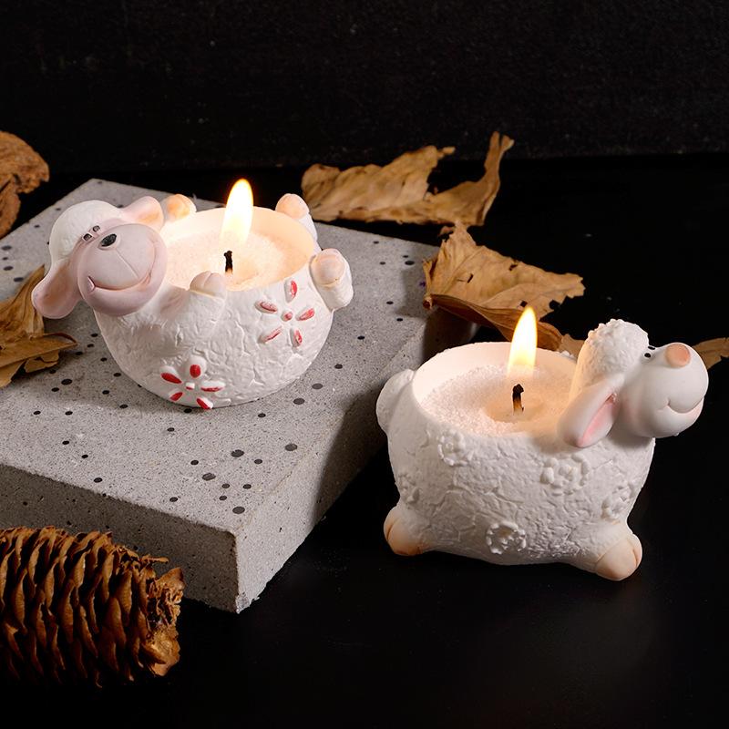 Silicone Candle Mold Decorative Sheep Flower Pot Mold Cartoon Plaster Mold Silicone Sheep Candle Holder For Home Decor Gardening