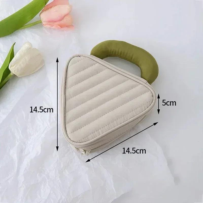 

Portable Makeup Organizer - Contrast Color Square Triangle Cosmetic Bag for Travel Toiletry Storage Bag Organizer