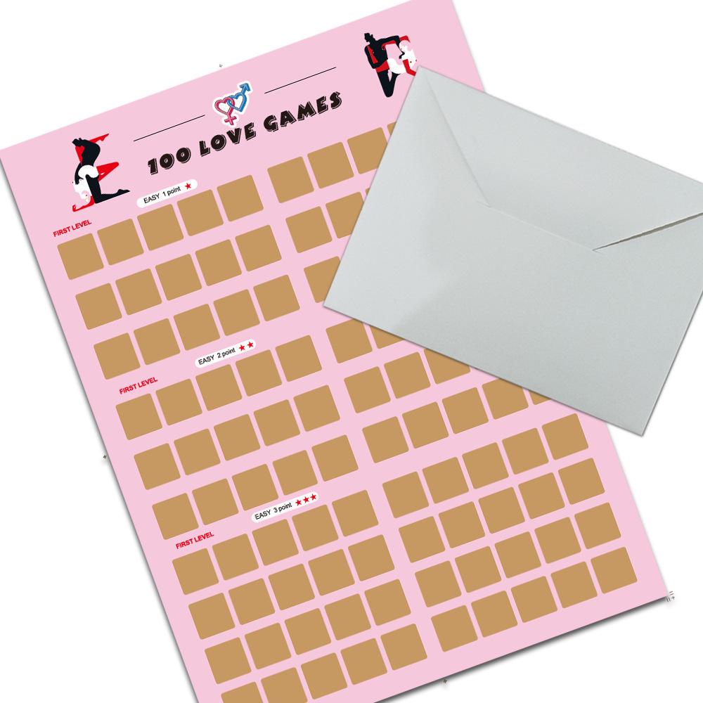 Plakat zdrapka dla kochanków z różnych krajów: Wyzwanie 100 Poz dla Par