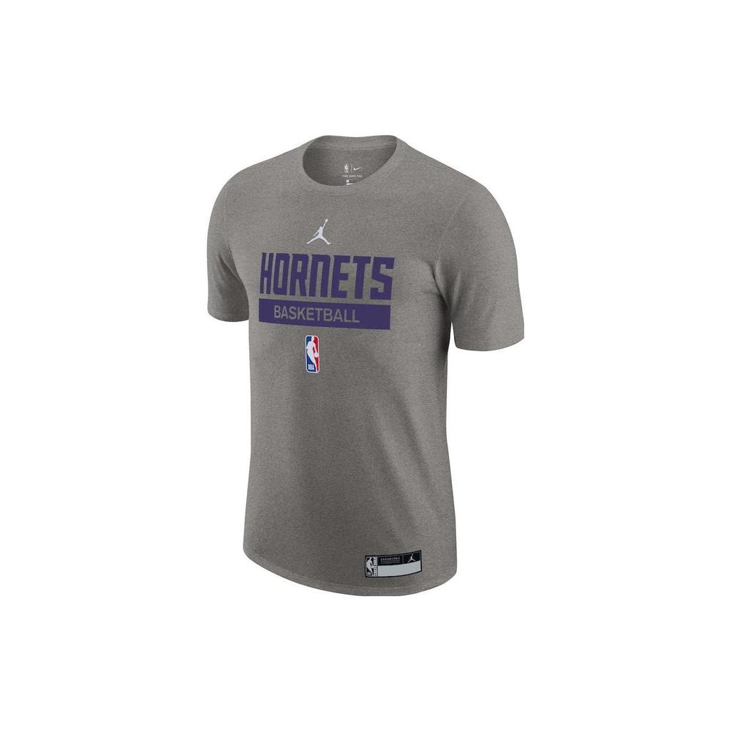 Jordan Hornets Training Alphabet Print Round Neck Short Sleeve T-Shirt Men Tops Grey DR6455-063